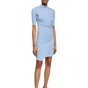 ATM Anthony Thomas Melillo Pima Cotton Side Draped Light Blue Dress Size M